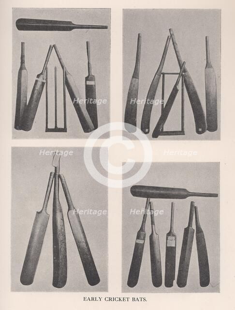 Early cricket bats, 1912. Artist: Unknown.