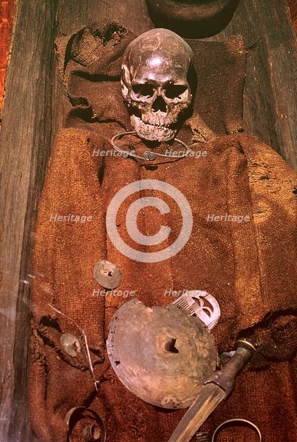 Early bronze age bog burial from Denmark, 16th century. Artist: Unknown