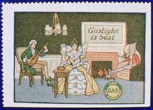 Early gas lighting advertisement label