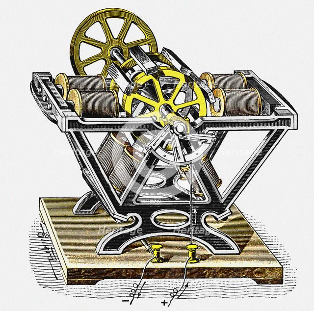 Early electric motor, designed and built by the physicist and engineer Moritz von Jacobi Jacobi (180 Creator: Anonymous.