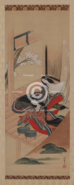 Early Ferns, Chapter 48 of The Tale of Genji, Edo period, ca. 1810-1814. Creator: Hokusai.