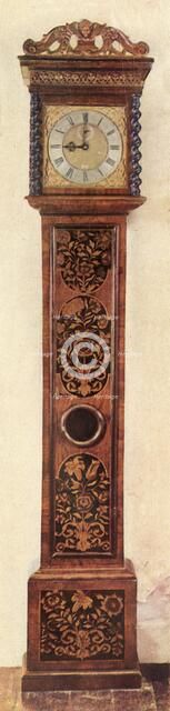 'Early Long-Case Clocks - Ten-inch dial, striking and alarum clock in marqueterie case', 1947. Creator: Unknown.