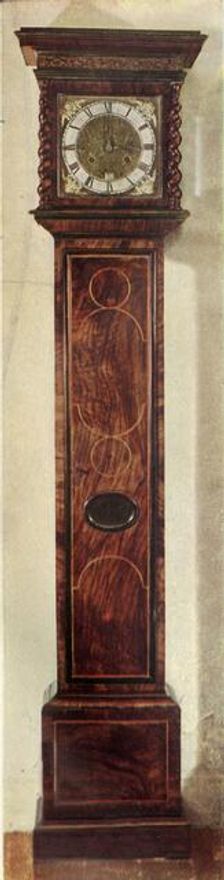 Early Long-Case Clocks - Thirty-hour, ten-inch dial clock. Walnut veneer and inlaid boxwood stringi Creator: Unknown