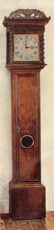 Early Long-Case Clocks - Long-case clock with skeleton silvered hour-ring cut away to show gilt dia Creator: Unknown