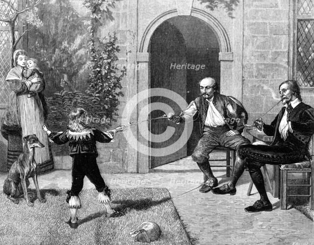 "Early Lessons," by V. W. Bromley, Winter Exhibition of the Society of British Artists, 1874. Creator: Unknown.