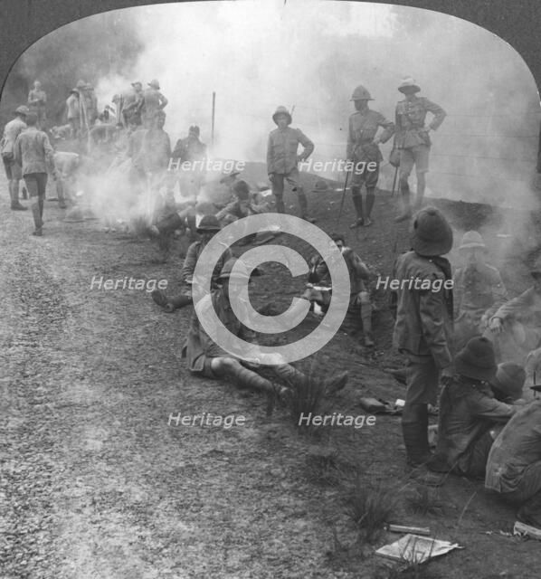 'Early morning camp fires and breakfast in the Persian Gulf', World War I, c1914-c1918. Artist: Realistic Travels Publishers