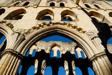 Early morning sunlight on the arcades of the church, Rievaulx Abbey, North Yorkshire, 2007. Artist: Peter Richardson