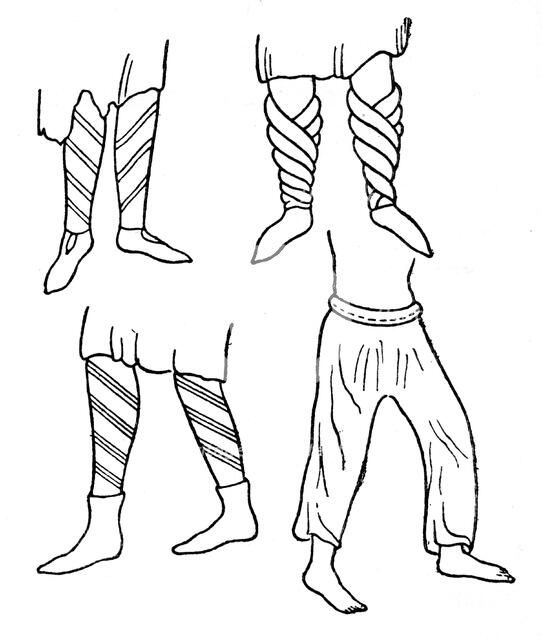 Early Norman stockings and boots, (1910). Artist: Unknown