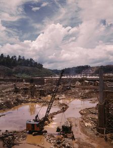 Early stages of construction work at the TVA's Douglas Dam, Tenn., 1942. Creator: Alfred T Palmer