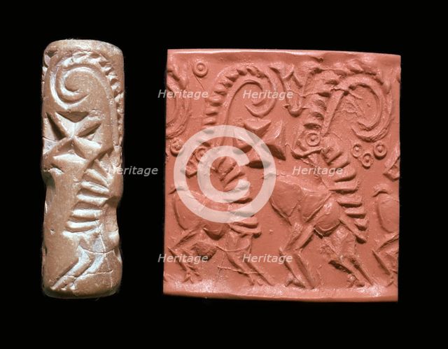 Early Sumerian cylinder-seal and impression. Artist: Unknown