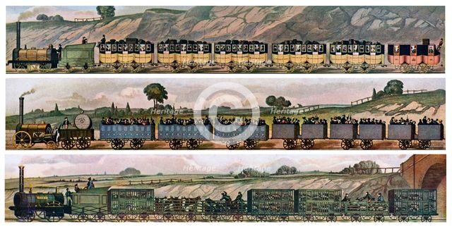 'Early railway Coaches', the Liverpool and Manchester Railway, England, 1831, (c1900-1920). Artist: Unknown