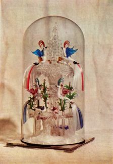 Early Victorian glass fountain with birds, mid 19th century, (1946). Creator: Unknown