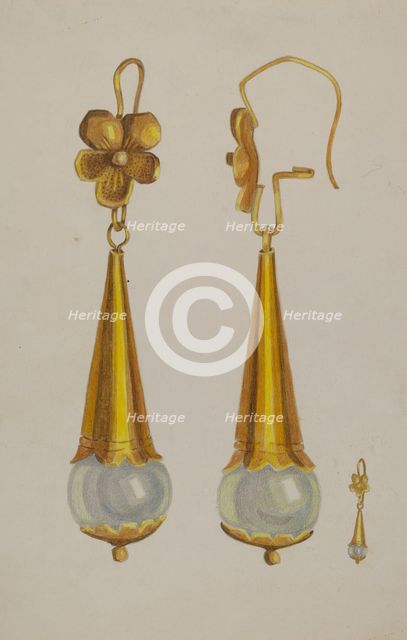 Earrings, 1935/1942. Creator: Unknown.