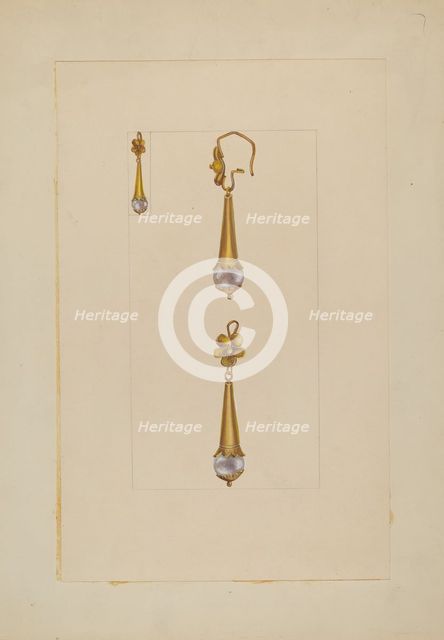 Earrings, 1935/1942. Creator: Unknown.