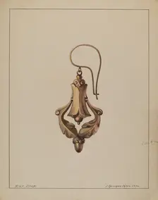 Earrings, 1936. Creator: J. Howard Iams