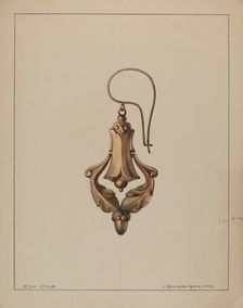 Earrings, 1936. Creator: J. Howard Iams