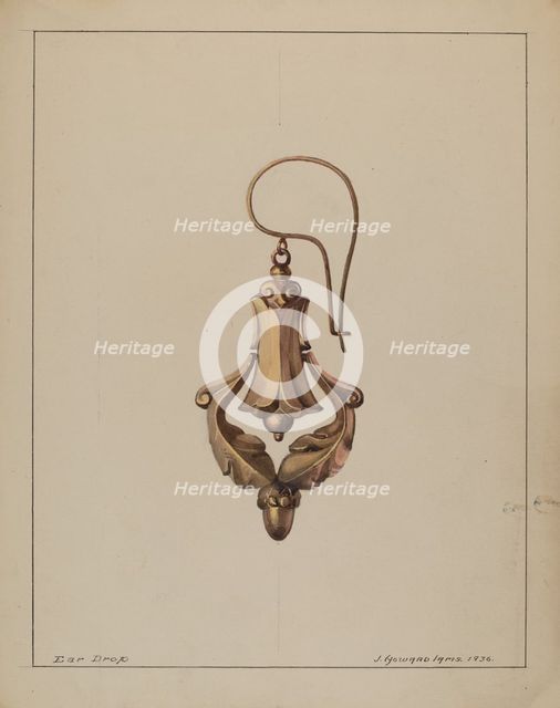 Earrings, 1936. Creator: J. Howard Iams.