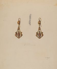 Earrings, c. 1937. Creator: Grace Halpin