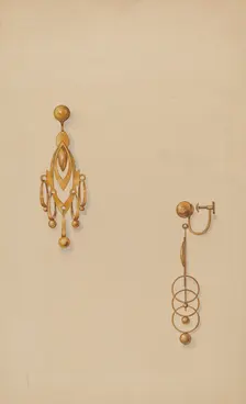 Earrings, c. 1937. Creator: Isidore Steinberg