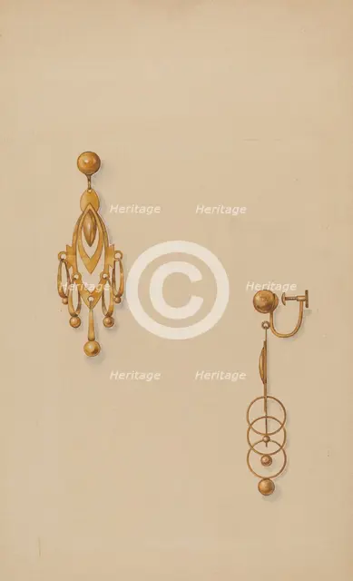 Earrings, c. 1937. Creator: Isidore Steinberg.