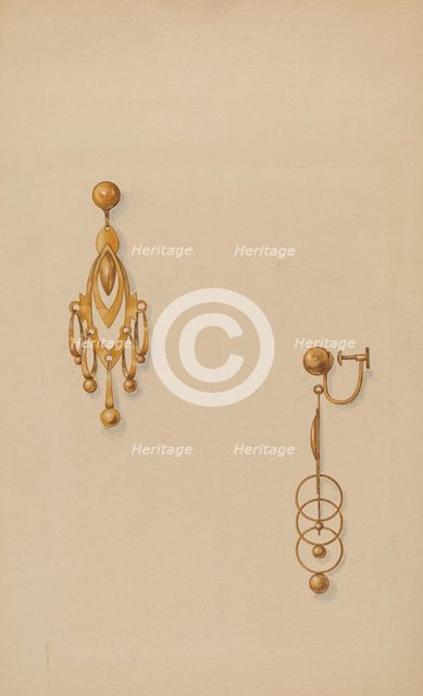Earrings, c. 1937. Creator: Isidore Steinberg.