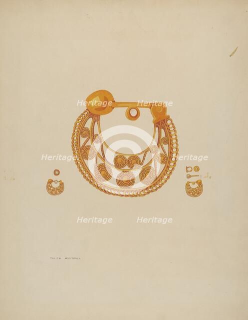 Earrings, c. 1937. Creator: Tulita Westfall.