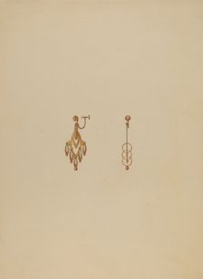 Earrings, c. 1937. Creator: Vincent Burzy