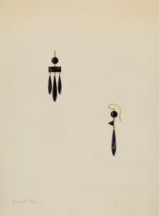Earrings, c. 1938. Creator: John H. Tercuzzi