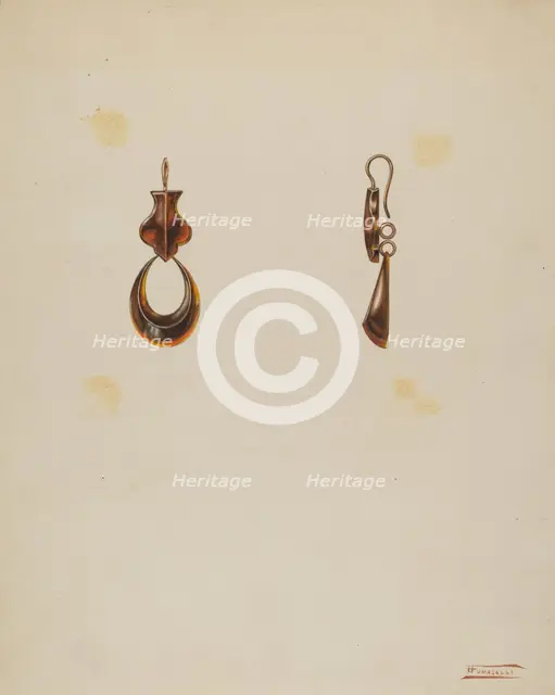 Earrings, c. 1939. Creator: Frank Fumagalli.