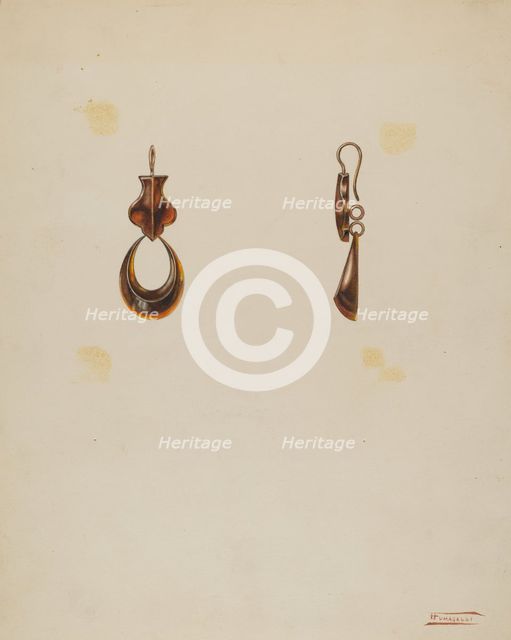 Earrings, c. 1939. Creator: Frank Fumagalli.