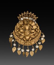 Earring with Four-Armed Vishnu Riding Garuda with Nagas (serpent divinities), 1600s or 1700s. Creator: Unknown