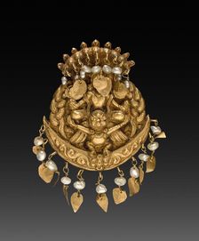 Earring with Four-Armed Vishnu Riding Garuda with Nagas (serpent divinities), 1600s or 1700s. Creator: Unknown