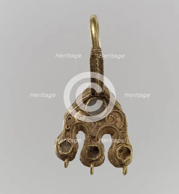 Earring, Byzantine or Langobardic, 6th-7th century. Creator: Unknown.