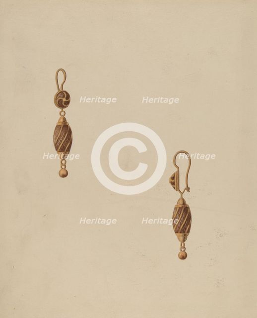 Earring, c. 1936. Creator: Bertha Semple.