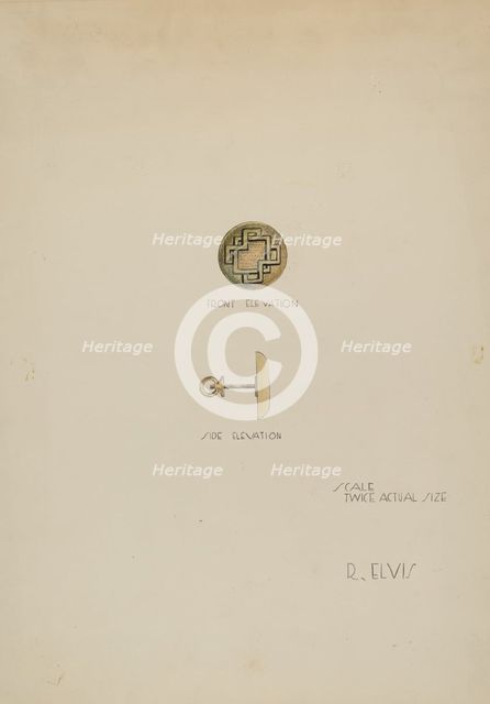 Earring, c. 1936. Creator: Roberta Elvis.
