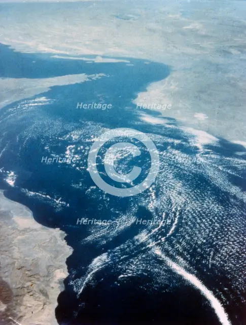 Earth from space - the Gulf of Oman and Strait of Hormuz, second Space Shuttle flight, 1981. Creator: NASA.