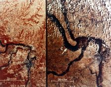 Earth from space - the Mississippi River and St Louis, USA, c1980s. Creator: NASA