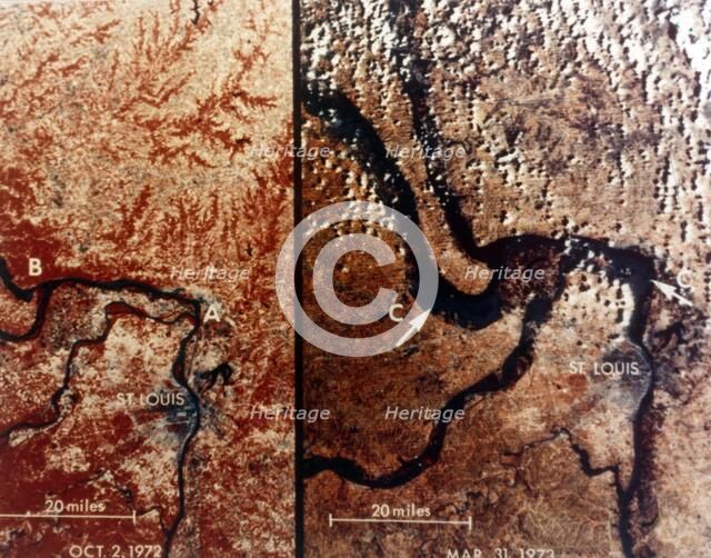 Earth from space - the Mississippi River and St Louis, USA, c1980s. Creator: NASA.