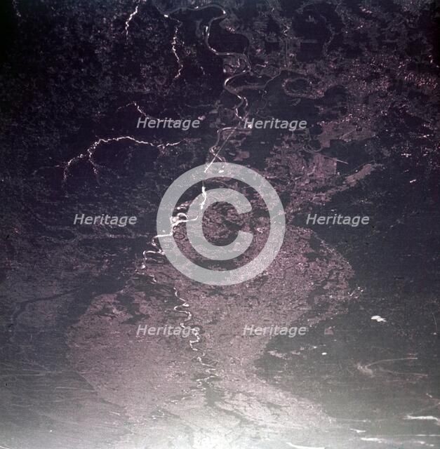 Earth from space - the Mississippi River in Louisiana, USA, c1980s.  Creator: NASA.