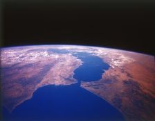Earth from space - the Straits of Gibraltar, c1980s. Creator: NASA