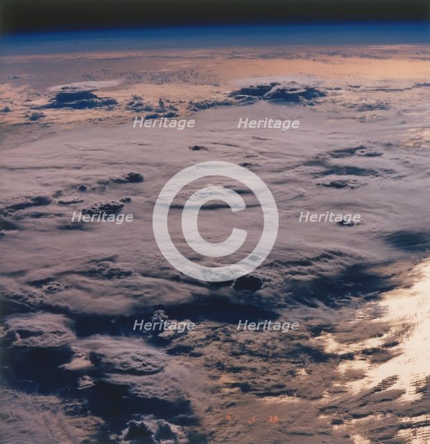 Earth from space - thunderstorm over the Pacific Ocean, c1980s. Creator: NASA.