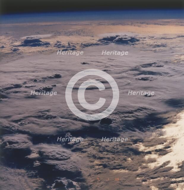 Earth from space - thunderstorm over the Pacific Ocean, c1980s. Creator: NASA.