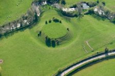 Earthwork remains of a motte castle, Chanstone Mill, Herefordshire, 2016. Creator: Damian Grady