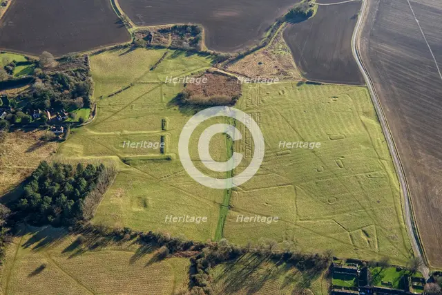 Earthwork remains of Ascott House formal gardens and earthworks, Buckinghamshire, 2022. Creator: Damian Grady.