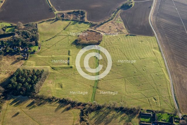 Earthwork remains of Ascott House formal gardens and earthworks, Buckinghamshire, 2022. Creator: Damian Grady.