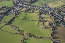 Earthwork remains of motte and bailey castle and ridge and furrow cultivation, Brinklow, Warks, 202 Creator: Damian Grady