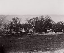 [Earthworks at the edge of a forest]. Brady album, p. 132, 1861-65. Creator: Unknown