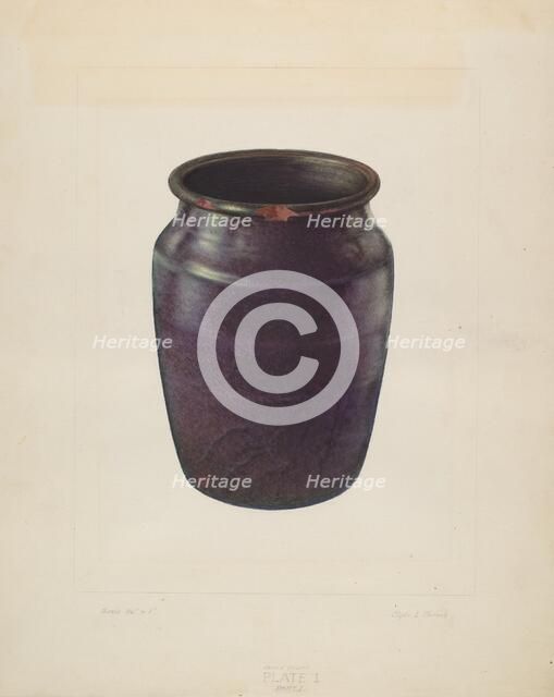 Earthen Churn, 1935/1942. Creator: Clyde L. Cheney.