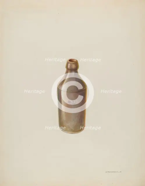 Earthenware Ale Bottle, c. 1937. Creator: Gerald Transpota.