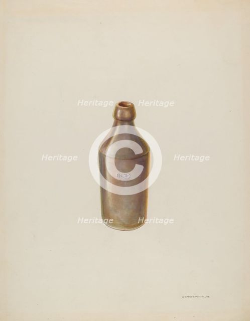Earthenware Ale Bottle, c. 1937. Creator: Gerald Transpota.